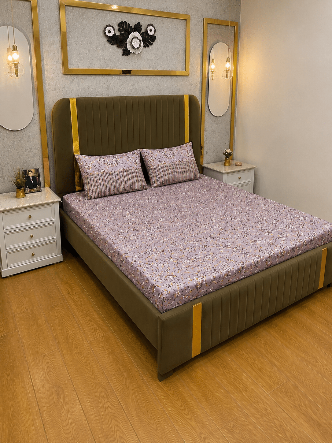 Lavender Blossom 100% Cotton 3 Piece Bedsheet Set in Pakistan - alminaam