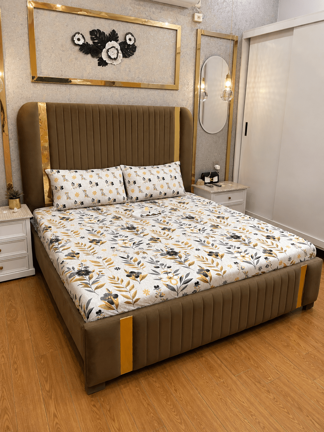 Golden Meadow 100% Cotton 3 Piece Bedsheet Set - alminaam