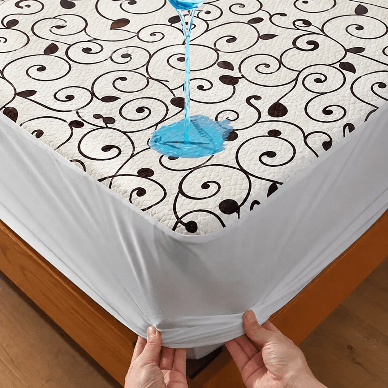 Midnight Swirl Waterproof Cotton Fitted Bedsheet Set - alminaam