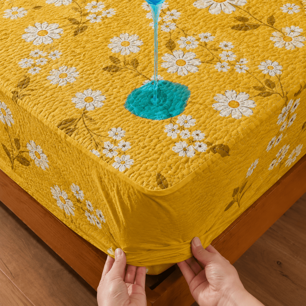 Sunflower Daisy Waterproof Cotton Fitted Bedsheet Set - alminaam