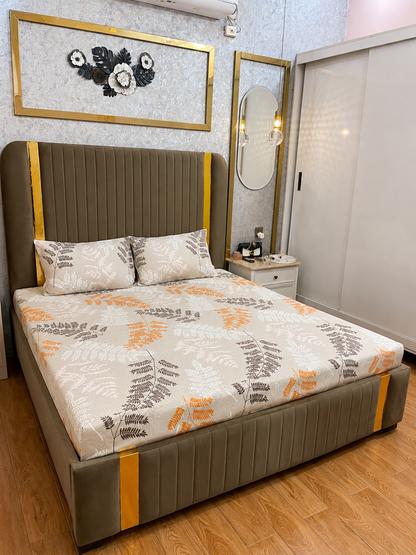 Autumn Fern Waterproof Cotton Fitted Bedsheet Set
