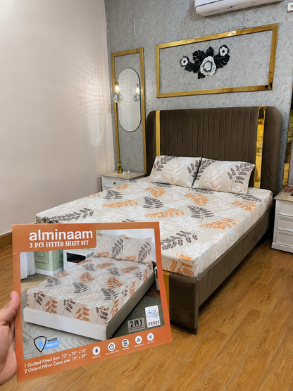 Autumn Fern Waterproof Cotton Fitted Bedsheet Set