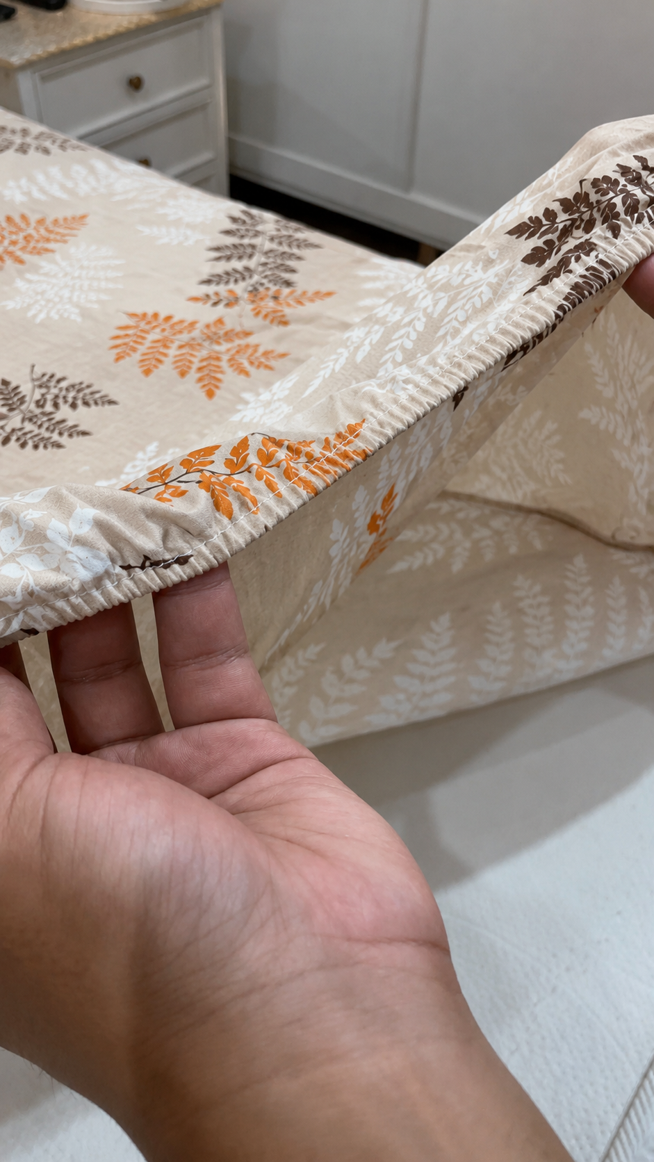 Autumn Fern Waterproof Cotton Fitted Bedsheet Set