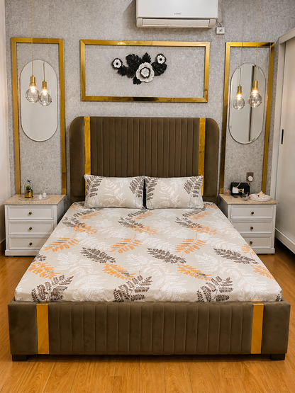 Autumn Fern Waterproof Cotton Fitted Bedsheet Set