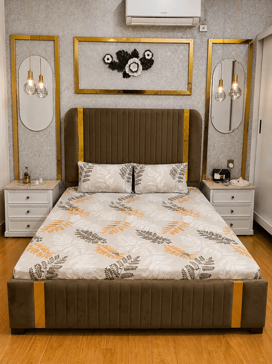 Autumn Fern Waterproof Cotton Fitted Bedsheet Set - alminaam