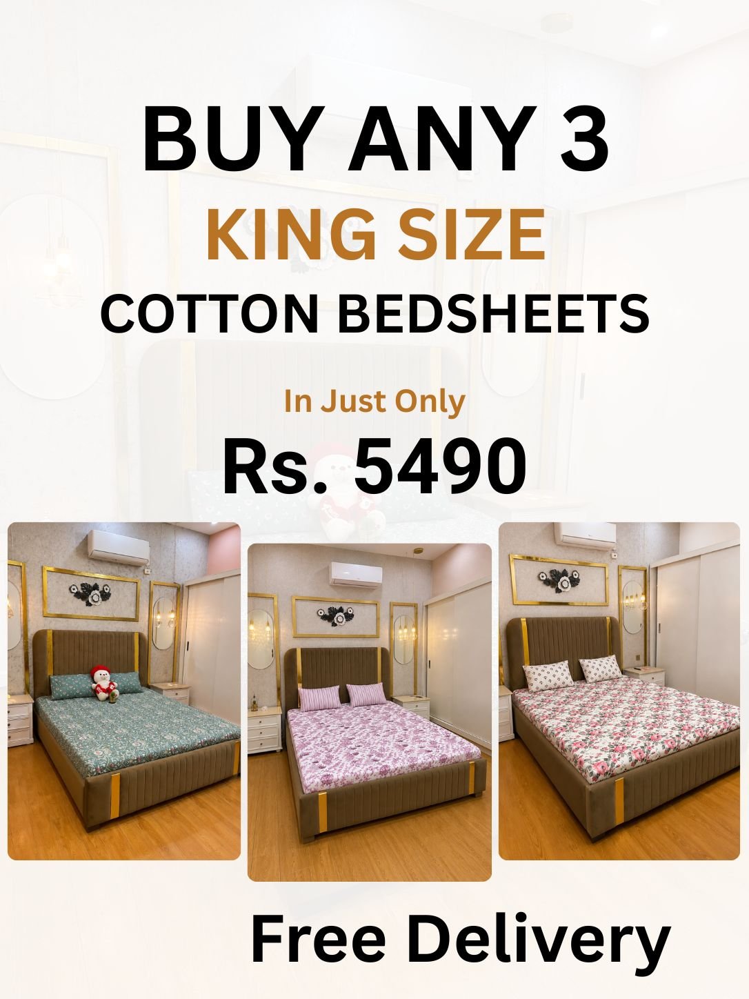 Buy Any 3 Cotton Bedsheets in Rs. 5490 only - alminaam