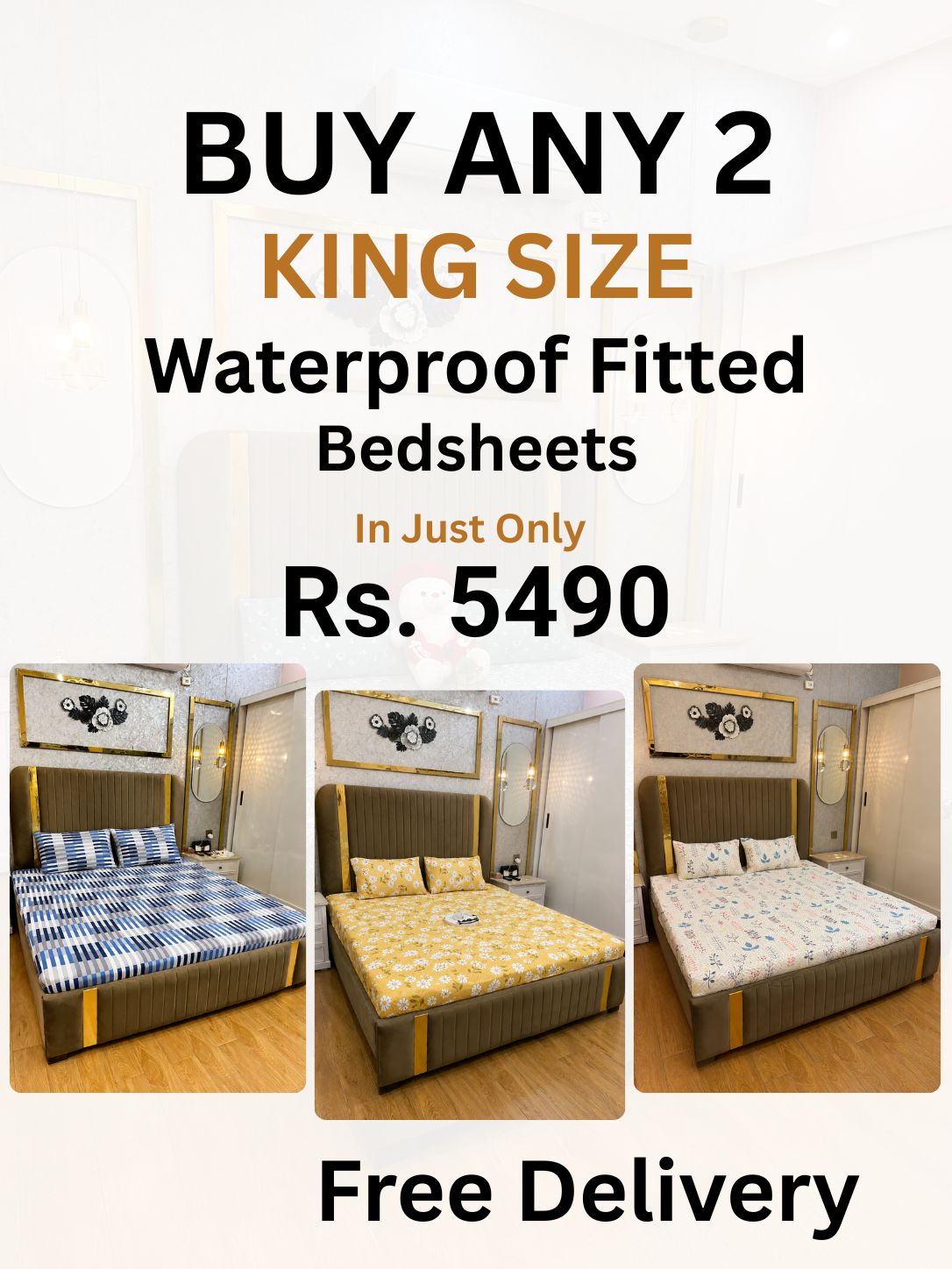 Buy Any 2 Waterproof Fitted Bedsheets in Rs. 5490 only - alminaam