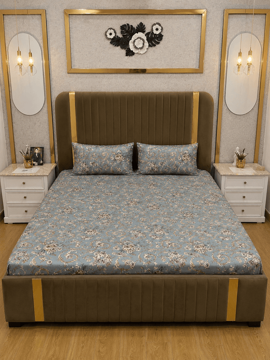 Vintage Floral 100% Cotton 3 Piece Bedsheet Set in Pakistan - alminaam