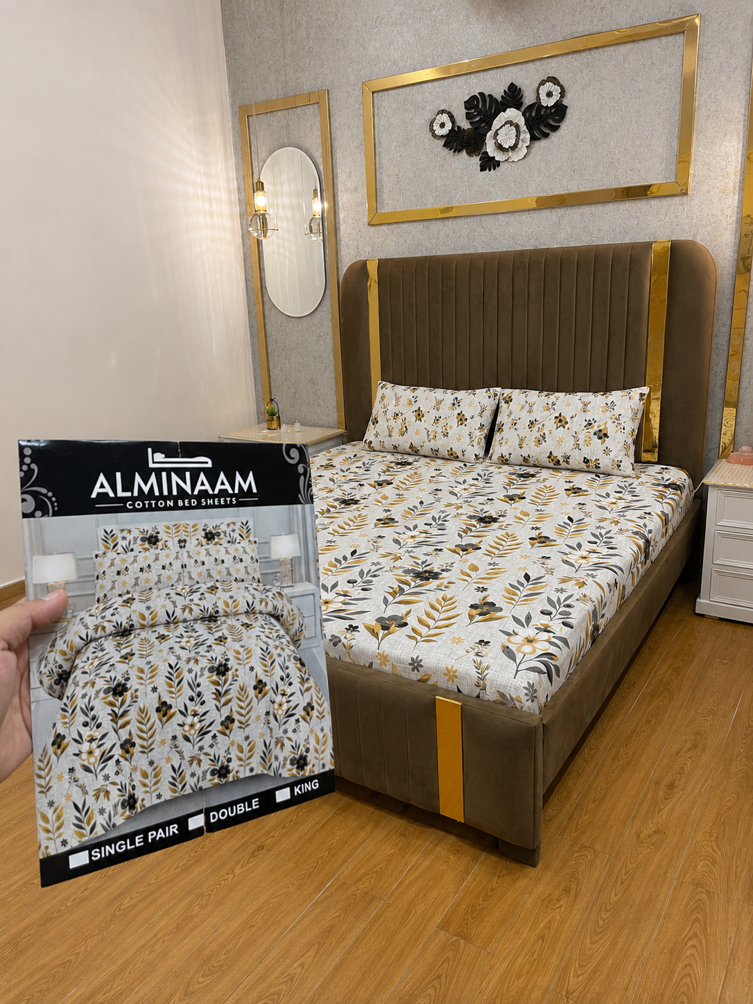 Golden Meadow 100% Cotton 3 Piece Bedsheet Set