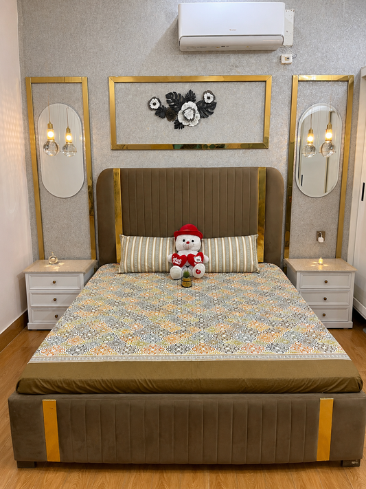 Golden Mosaic 100% Cotton 3 Piece Bedsheet Set