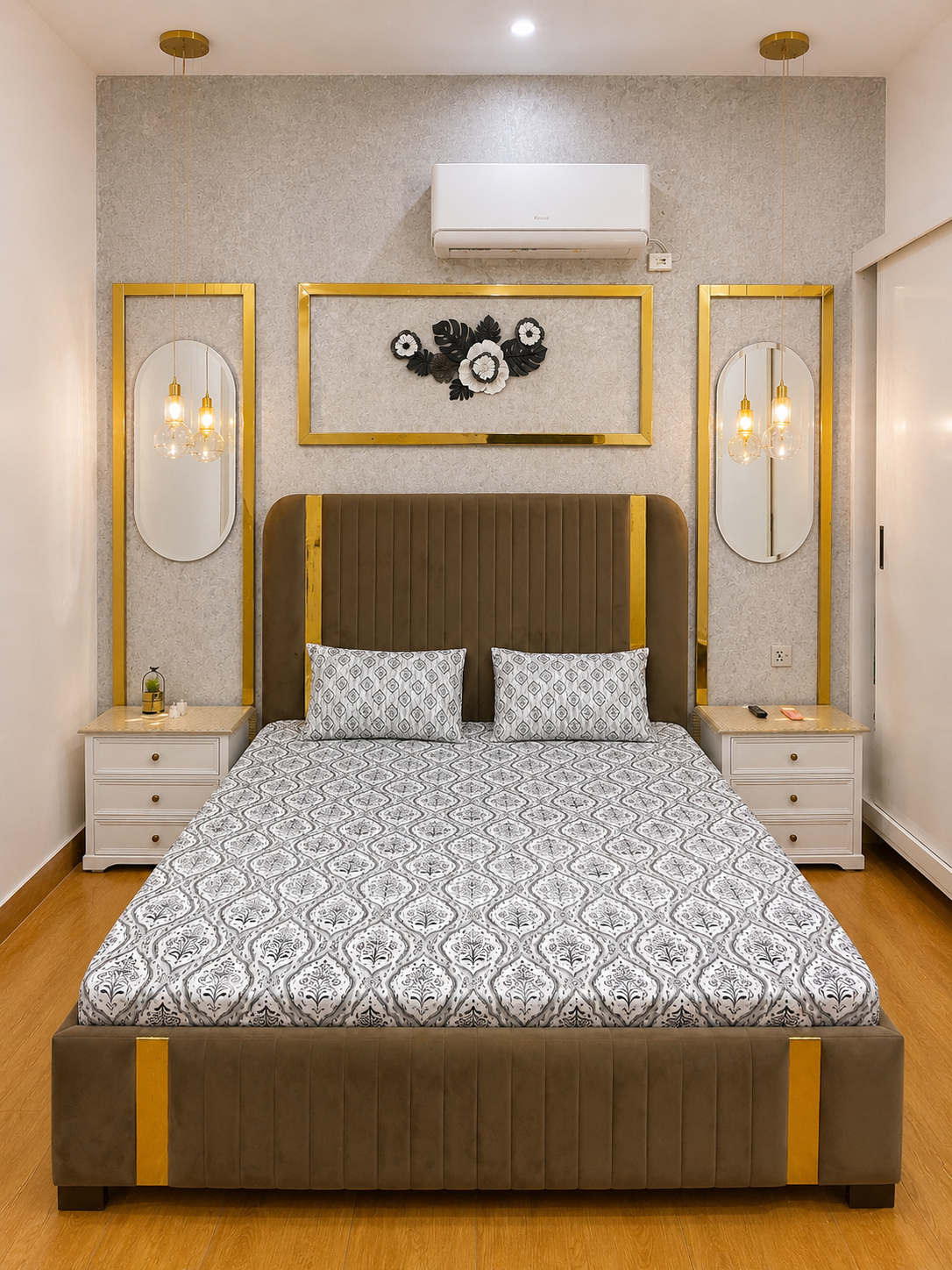Leaf Elegance 100% Cotton 3 Piece Bedsheet Set