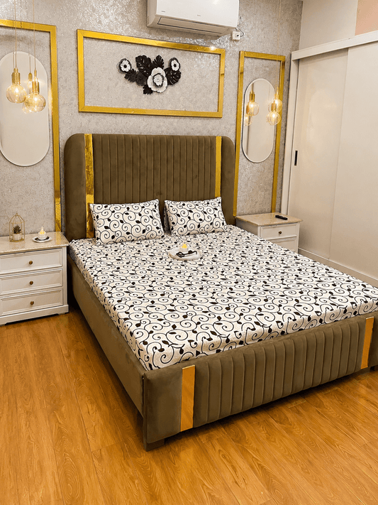 Midnight Swirl Waterproof Cotton Fitted Bedsheet Set - alminaam