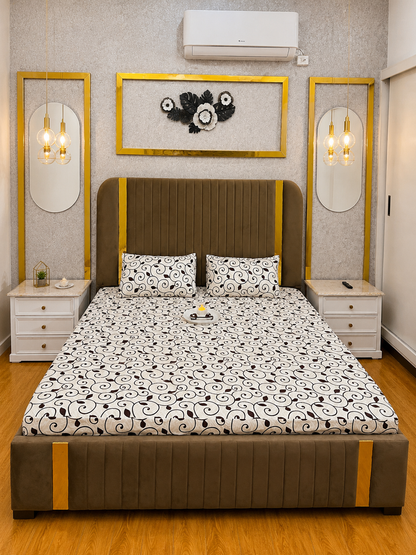 Midnight Swirl Waterproof Cotton Fitted Bedsheet Set