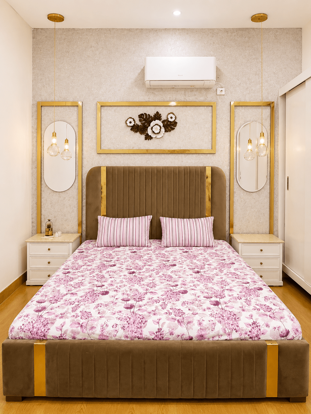 Pink Blossom 100% Cotton 3 Piece Bedsheet Set with matching pillow covers