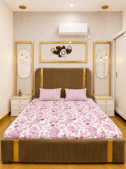 Pink Blossom 100% Cotton 3 Piece Bedsheet Set with matching pillow covers