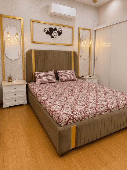 Royal Maroon 100% Cotton 3 Piece Bedsheet Set