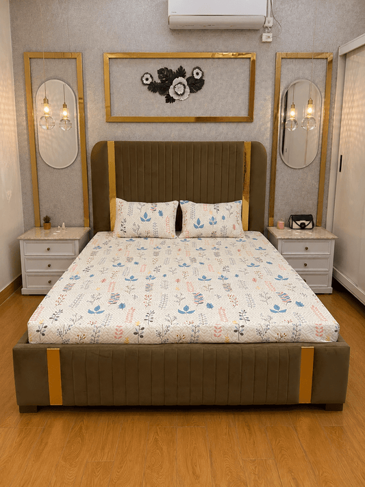 Spring Meadow Waterproof Cotton Fitted Bedsheet Set - alminaam