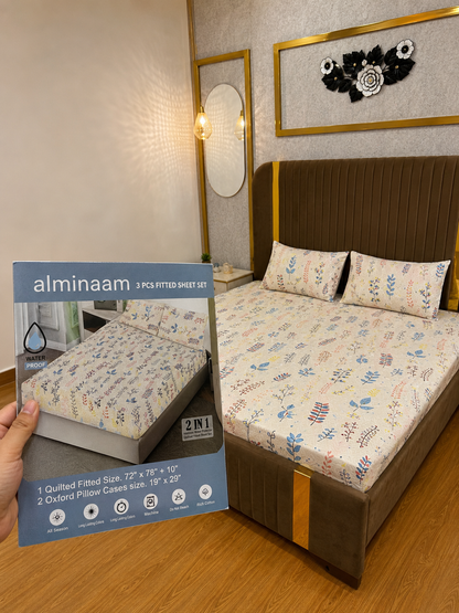 Spring Meadow Waterproof Cotton Fitted Bedsheet Set