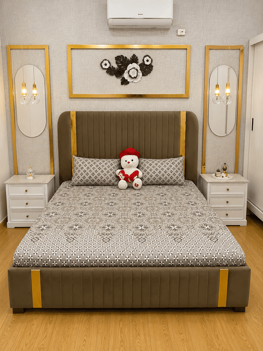 Stone Blossom 100% Cotton 3 Piece Bedsheet Set - alminaam