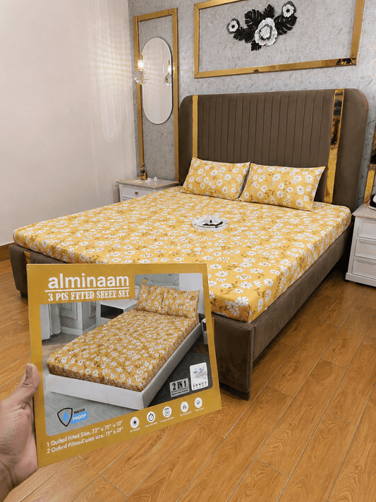Sunflower Daisy Waterproof Cotton Fitted Bedsheet Set - alminaam