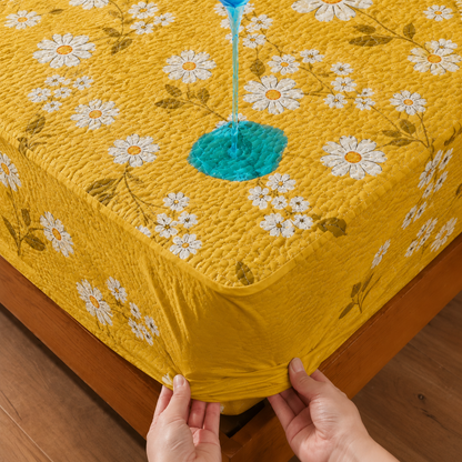 Sunflower Daisy Waterproof Cotton Fitted Bedsheet Set
