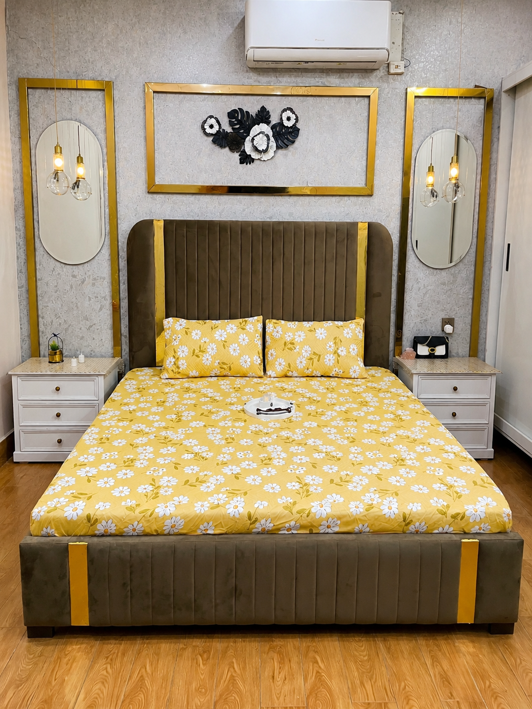Sunflower Daisy Waterproof Cotton Fitted Bedsheet Set