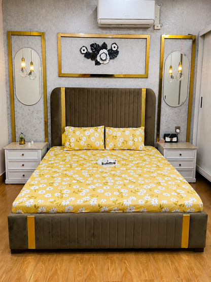 Sunflower Daisy Waterproof Cotton Fitted Bedsheet Set