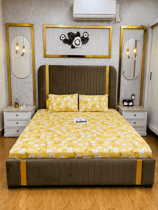 Sunflower Daisy Waterproof Cotton Fitted Bedsheet Set - alminaam