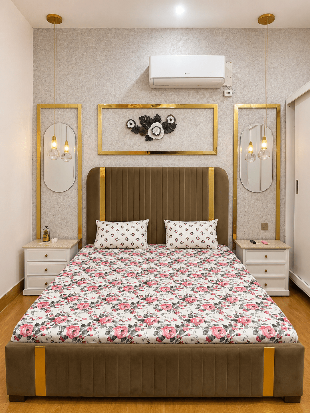 100% Cotton 3 piece Pink Rose Bedsheet Set - alminaam