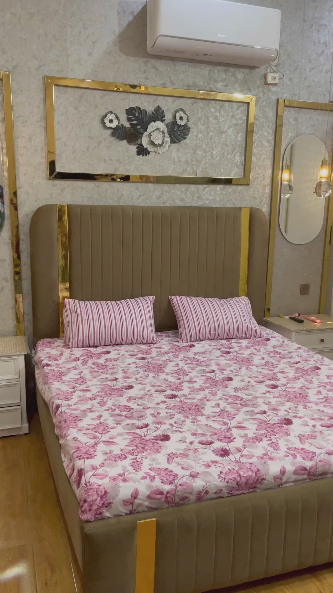 Pink Blossom 100% Cotton 3 Piece Bedsheet Set with matching pillow covers