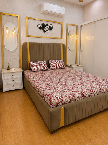 Royal Maroon 100% Cotton 3 Piece Bedsheet Set